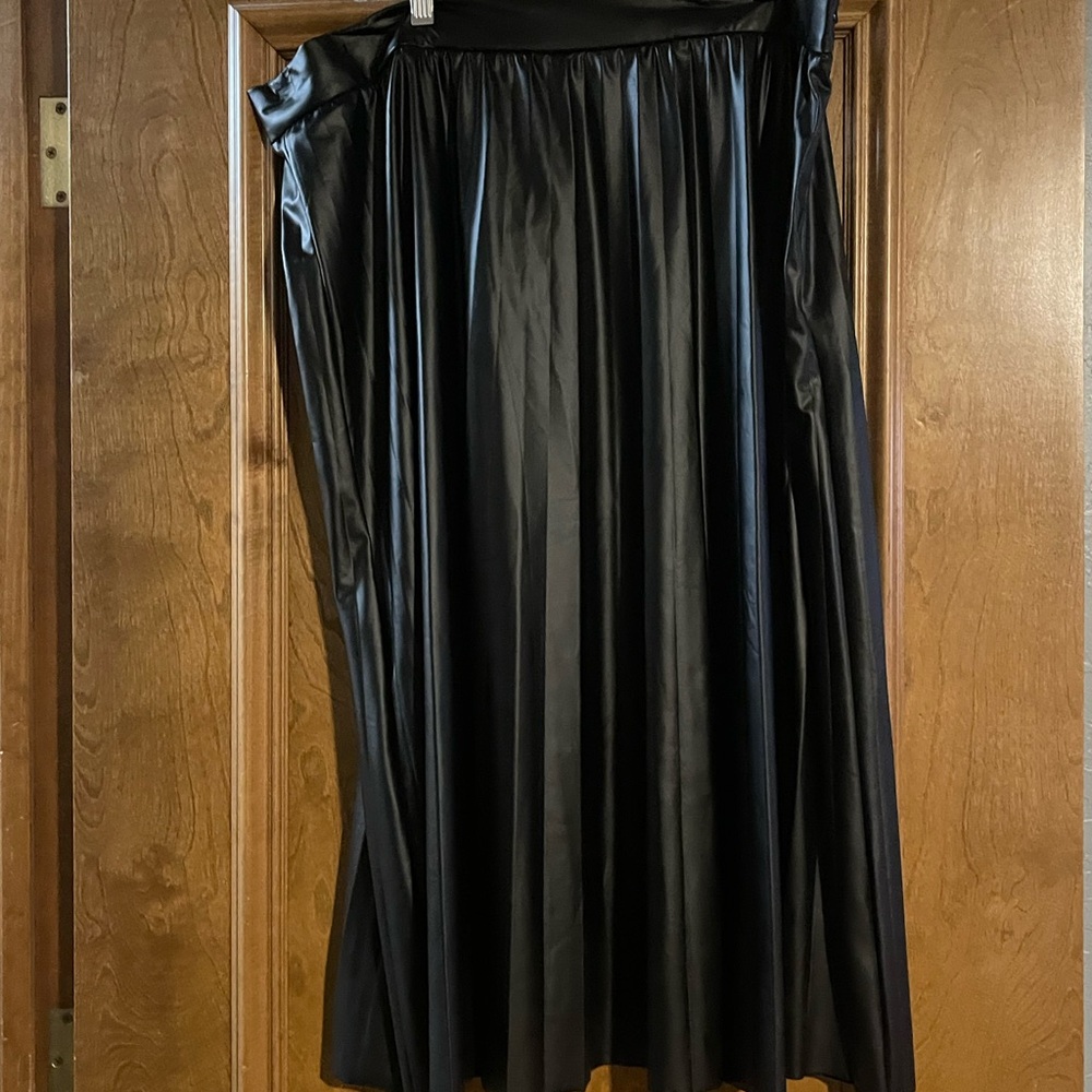 Faux Leather Pleated Skirt